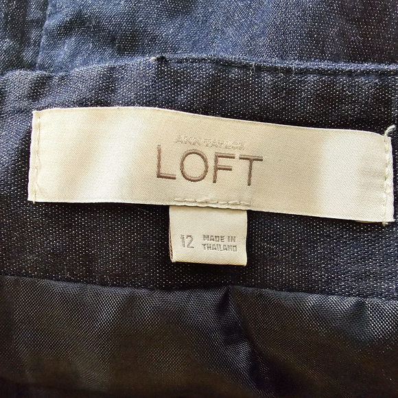 Ann Taylor Loft Mini Skirt Women's 12 Dark Blue Flat Front Zipper Lined - Picture 2 of 9